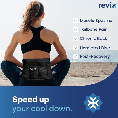 REVIX Large Ice Packs Wrap for Hip, Knee, Leg, Shoulder, Back, Reusable Gel Cold Pack for Injuries, Joint and Muscle Discomfort Relief, Black