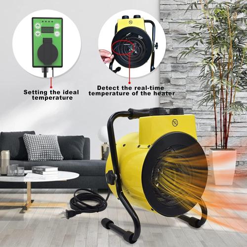 1500W Greenhouse Heater with Digital Thermostat, Outdoor Heater with Overheat Protection and 3-Second Rapid Heating Function, Outdoor Heaters for Patio Garage, Greenhouse, Flower House