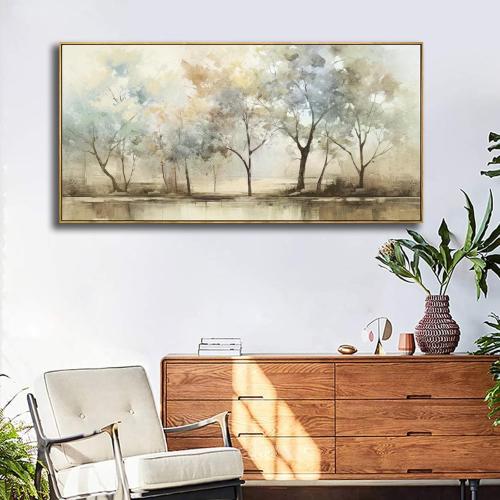 Size 24x48 Abstract Wall Art Artwork Retro Trees Pictures Decor Canvas Painting Framed Ready to Hang Living Room Bedroom and Office Wall Decor 24x48 Inch