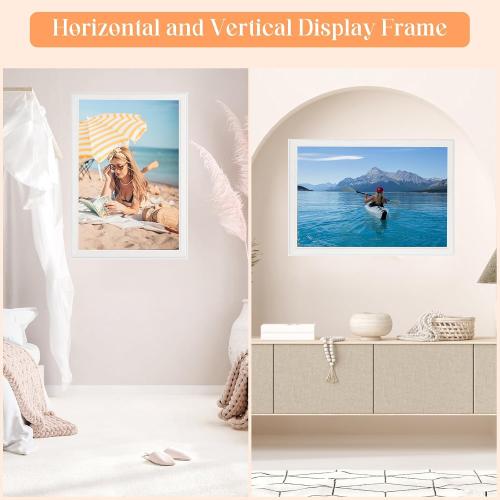 22x28 Wood Frame White, Modern Natural Woodgrain 28x22in Picture Frame, Rustic Wooden 22 x 28 inch Gallery Wall Photo Poster Frame with HD Plexiglass, Horizontal Vertical Wall Mounting Display 1pcs