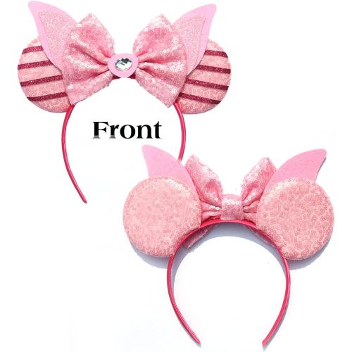 FACHPINT Mouse Ears Headband for Pigletpooh, Cute Sequin Ears for Party, Christmas Decoration, Girl Boy Photo Props