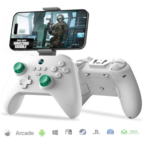 arVin Mobile Gaming Controller for Android, iPhone, iOS, PC, Switch, PS4, Wireless Gamepad with Hall Effect Sensing Joystick/Turbo/Macro Programming/6-Axis Gyro/Motor/Remote Play/Xbox Cloud Game/Steam