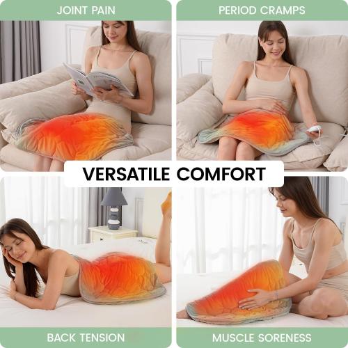 immtree Weighted Heating Pad for Period Cramps, 29 x 24 Extra Large Electric Heated Pads 5 lbs, Back Shoulder Knee Abdomen Pain Relief, Soft Warm Heavy Lap Blanket, Christmas Gifts, Grey Green