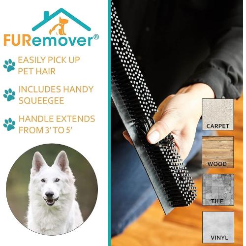 FURemover Pet Hair Removal Rubber Broom, Telescopic Handle