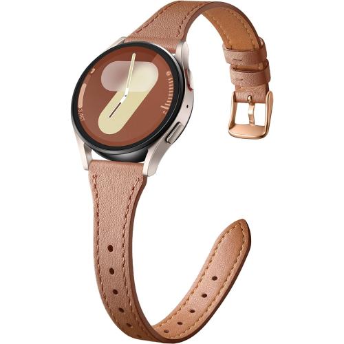 GEAK Slim Leather Band Compatible with Galaxy Watch 7 Band/6 5 4 FE 40mm 44mm/5 pro 45mm/Classic/Galaxy Active 2, 20mm Genuine Leather Strap with Quick Release Buckle for Samsung Watch Bands Women