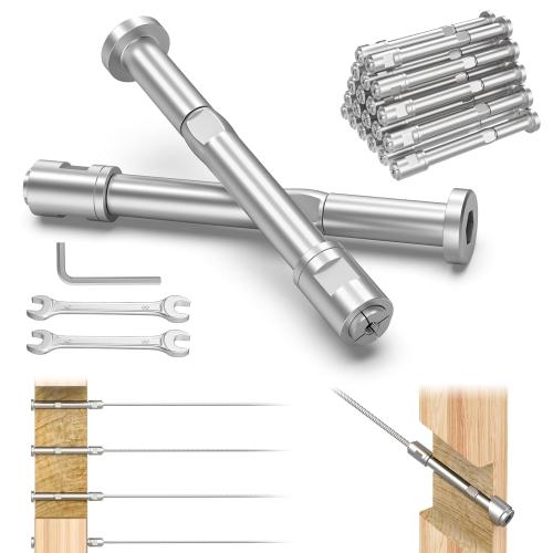 BLIKA Upgraded 20 Pack 1/8 Swageless Invisible Cable Railing Kits for Deck Stair Railing, T316 Stainless Steel, Swageless Cable Fittings for 2x2 Wood/Metal Posts, Cable Railing Hardware