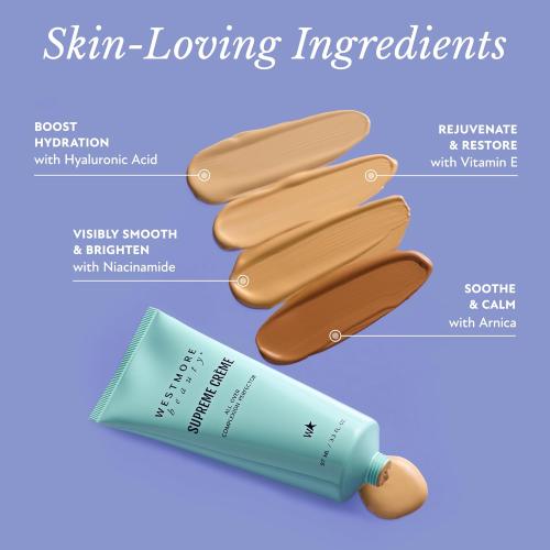 Westmore Beauty Supreme Creme All-Over Complexion Perfector - Medium 3.3 oz | Skin tint, cc cream, all-over complexion perfector, waterproof & transfer-resistant foundation, long-lasting