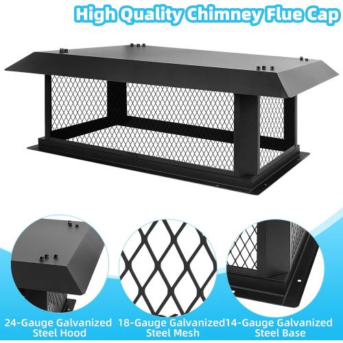 14 x 26 Chimney Cap Chimney Cover,Fireplace Chimney Caps for Outside,Chimney Rain Caps Chimney Flue Cover Chimney Roof Rain Guard on Existing Flue Tile Brick Clay,Galvanized Steel Chimney Vent Cap