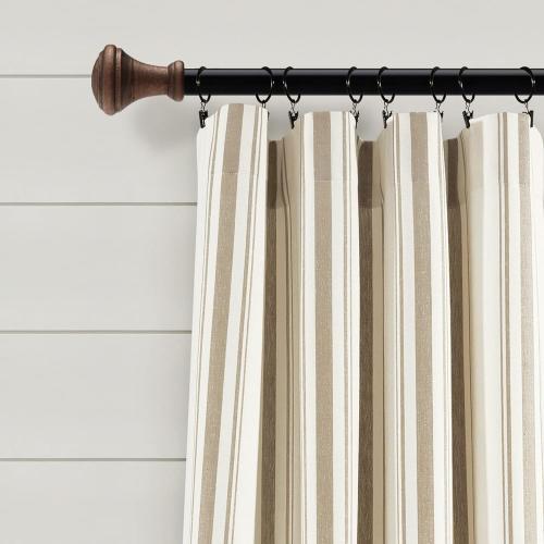 Lush Decor Farmhouse Stripe Yarn Dyed Eco-Friendly Recycled Cotton Window Curtain Panel Pair, 42 W x 95 L, Neutral - Classic Modern Rustic Charm - Eco Friendly Cotton Fabric