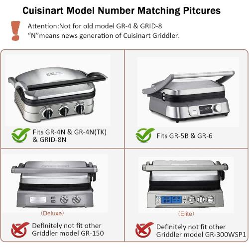 Griddler Plates Replacement for Cuisinart GR-4NP1 5-in-1 Grill & Panini Press - Griddle Accessories, BPA Free, 2Pcs