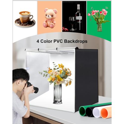 PULUZ 32x32 Light Box Photography, Large Photo Light Box with 3 Stepless Dimming Light Panel, 234 LED Beads, Professional Photo Booth Shooting Tent Kit with 4 Color Backdrops for Product Photography
