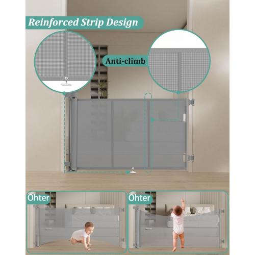 Upgraded 71 Retractable Baby Gates with Reinforced Strip Design to Prevent Crawling Through, 34 Tall Retractable Dog Gate, 6 FT Retractable Gates for Stairs, Doorways, Hallways