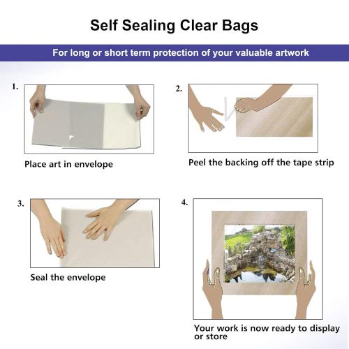 Falling in Art Acid Free 1.496mil (Single Side) Crystal Sealed Clear Bags for 12x16 Art Prints, Photos, 12 2/5 Inches by 16 1/2 Inches, 25-Pack