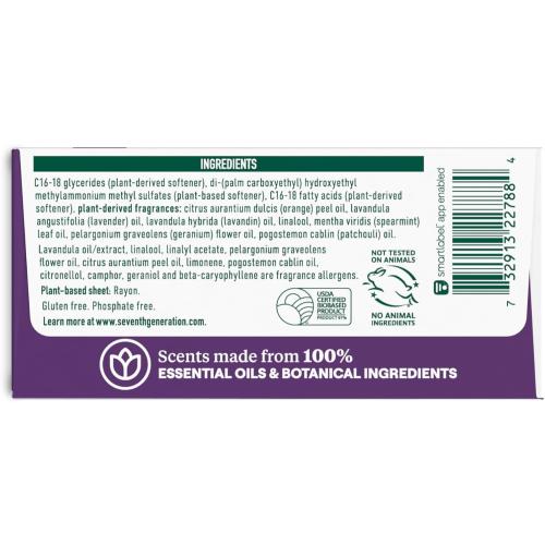 Seventh Generation Dryer Sheets Laundry Fabric Softener, Fresh Lavender Scent, 80 Sheets