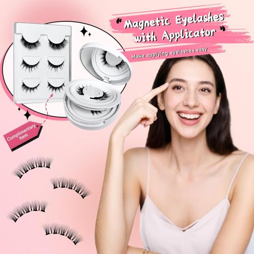Reusable Magnetic Eyelashes with Applicator No Glue Eyelashes Easy to put on and Remove