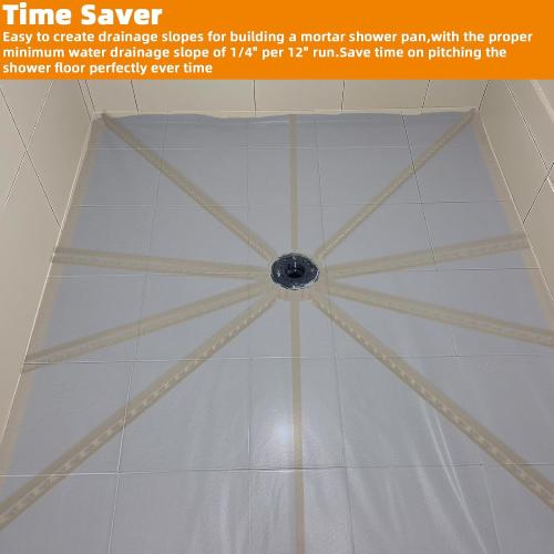 Shower Pitch Kit for Quick Install Sloped Shower Pan,Shower Slope Kit for Shower Floor Mortar Bed with Water Drainage Slope,Pre Sloped Shower Pan Kit with Center Ring and 10 Float Sticks System
