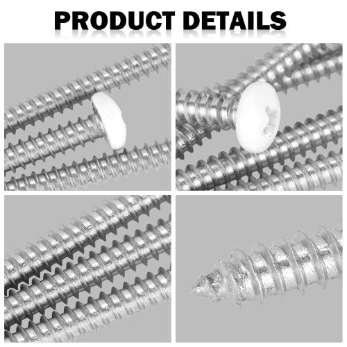 White Head 50 PCS #10x2-1/2(2.5 inch) Stainless Steel Phillips Pan Head Wood Screws,White Coated Screws Covers Head Wood Screws,Stainless Steel 18-8 A2(304) Screw,Home Screw Kit by QISHENG