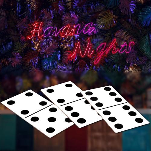 Spiareal 3 Pcs Large Domino Paper Board Puerto Rico Domino Party Decoration 8' x 15' Havana Nights Casino Party Theme Game Prom Night Birthday Wedding(Classic White,High Dominoes)
