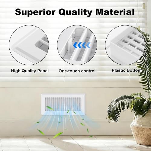 Floor Register 4x10, 4 Pack Floor Vent Covers for Home Floor Heavy Duty Steel Panel Walkable Floor Grates Adjustable Air Vent Covers 4 x 10 Floor Vent, White