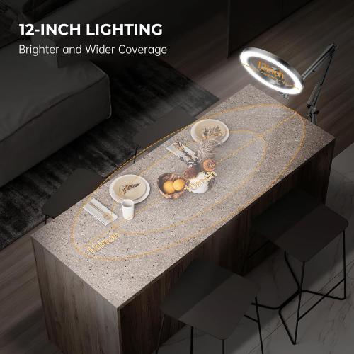 12 Ring Light with Stand Tripod for iPhone, Overhead Phone Camera Mount, Adjustable 72 Height Tripod Holder Floor, Phone Stand for Video Recording Filming Streaming Cooking TikTok YouTube, CRI >95