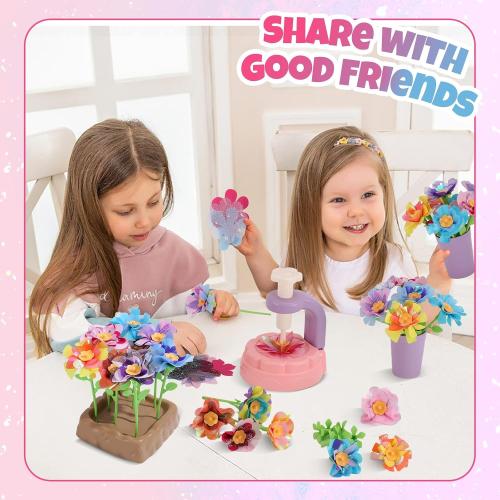 R RUCKERCO Flower Bouquet Craft Kits, DIY Arts and Crafts for Kids 4-6-8,Kids Crafts and Toys for Girls Toddler Activities Girl Art, 4 5 6 7 8 Year Old Girl Birthday Gifts Ideas Gifts for Girls 8-12