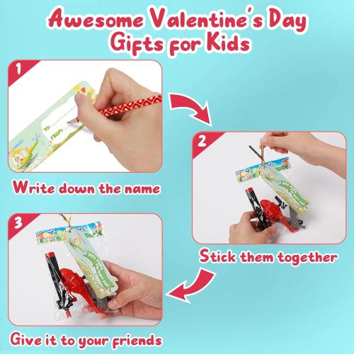 Feltom 12pc Valentines Day Cards for Kids School with Flying Airplanes Set, Party Favors for Kids, Valentine`s Day Gifts for Classroom Party, Valentines Day Gifts for Boys & Girls