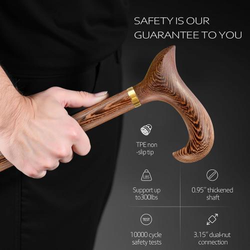 Walking Cane, Available in Multiple Inches Wooden Cane Support up to 300 Lbs, Suitable for Fancy Wooden Walking Cane for Men and Women with Extreme Demands