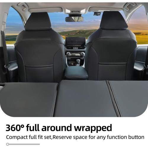 Lolcar RAV4 Seat Covers Custom Fit for Toyota RAV4(Gasoline) 2019 2020 2021 2022 2023 2024 2025 LE,XLE,XLE Premium,Limited,Airbag Compatible,Car Seat Cover Full Set for SUV, Waterproof Leather(Black)