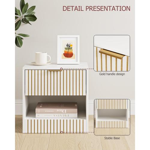 Masupu Small Night Stand Modern Bedside Table NightStand with Drawer,Side End Table for Bedroom,Living Room,Office White