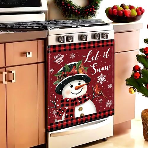 Christmas Dishwasher Magnet Cover, 23x26In Let it Snow Snowman Dishwasher Magnet Sticker for Kitchen Decoration Funny Refrigerator Magnet Cover Fridge Panel Decal Refrigerator Magnet Cover