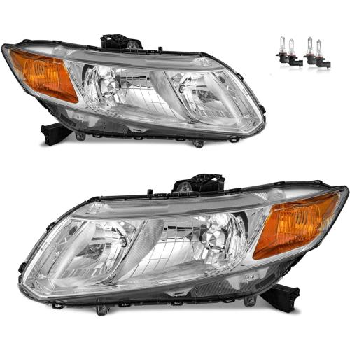 Headlights Assembly for 2012-2015 Honda Civic 4Dr Sedan, for 2012-2013 Honda Civic 2Dr Coupe Headlamp Replacement Driver & Passenger Side