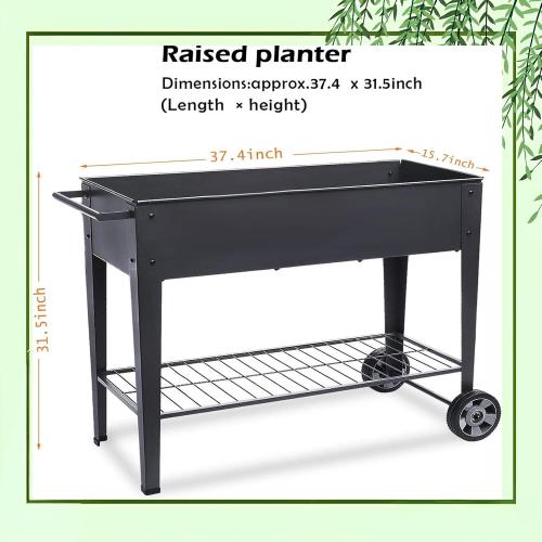 Raised Planter Box with Legs Outdoor Elevated Garden Bed On Wheels for Vegetables Flower Herb Patio