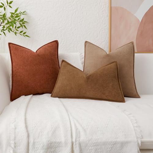 Kevin Textile Soft Waterproof Pillow Covers 12x20 Inch 2 Pack, Brown
