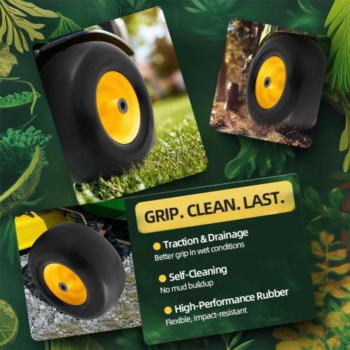 13x6.50-6 Lawn Mower Tires Flat Free with Rim Assemblies (2 Pack),Universal 13x6.5-6 Solid Smooth Rubber Zero-Turn Lawn mowers Tire,5.5-7.72”Centered Hub and 3/4 extra 5/8 1/2” Bushings