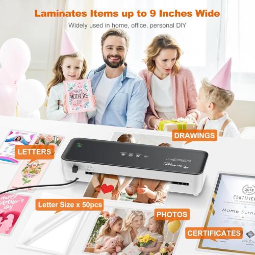 Bonsaii 9 Inch Laminator Machine with 50 Laminating Sheets, Jam-Free Tech
