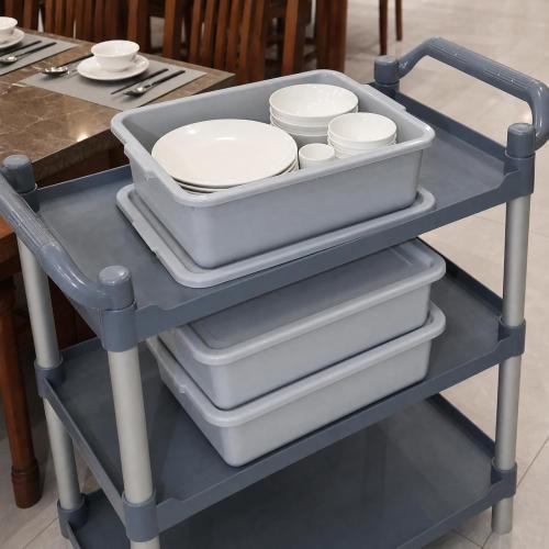 Zopnny 3 Pack Bus Tubs Commercial, 13 L Tubs with Lids, Grey