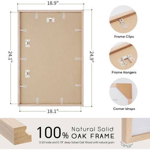 puthiac 18x24 Oak Wood Picture Frames -18x24 Poster Frames for Wall, 18x24 Picture Frame, 18 x 24 Picture Frames, 18 x 24 Frame for Wall(1 Pack, Beige)