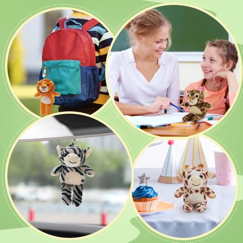 Tezituor 6-Pack Small Stuffed Animals Bulk Plush Toys, 6 Mini Cute Stuffed Animal Keychains for Kids, Mini Plushies Bulk Stuffed Animals for Christmas, Easter, Birthday, Party and Decor