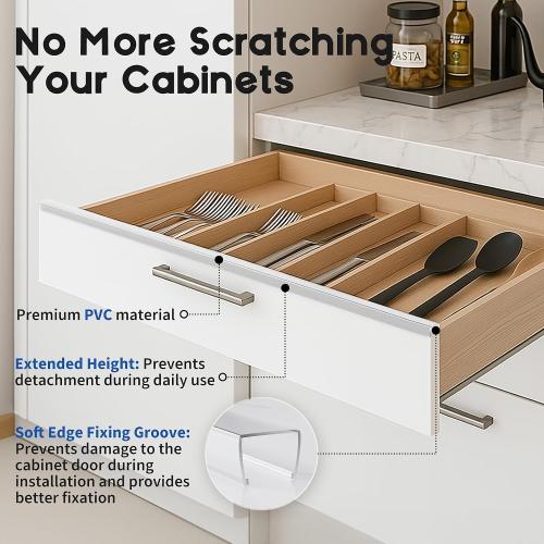 Cabinet Protector Edge Guard (Pack of 6), 24 Clear PVC Cabinet Edge Protectors for 3/4 Thick Kitchen Cabinets Doors – Slip-On No-Tool Sliding Installation