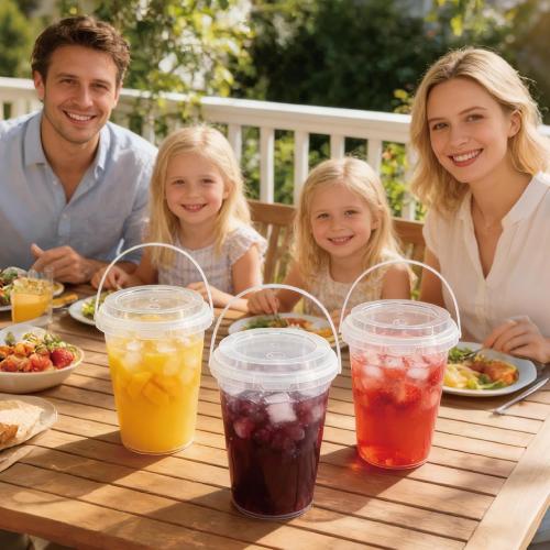 30 Sets 34 oz Drink Buckets with Lids and Straws, Reusable Clear Plastic Party Cups Disposable iced Coffee Cups with lids ,for Iced Smoothies, Milkshakes, lids for Lemonade, Pool and Beach Parties