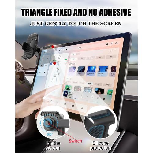 for Tesla Phone Mount, No Adhesive Required for Touchscreen, Universal Car Phone Holder for Tesla Model Y/3, Adjustable Angle and Length, Model Y Accessories 2026 Fits All Phones