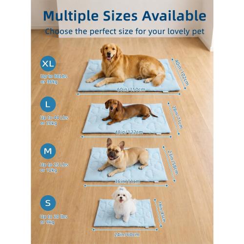 Huafly Dog Cooling Mat,Dual-Sided Cooling Mat for Dogs–Cooling Fabric for Summer,Velvet for All Seasons–Portable for Crate,Car Seat,Sofa&Floor,Machine Washable,Keeps Cats,Dogs&Puppies Cool,Cloud Blue