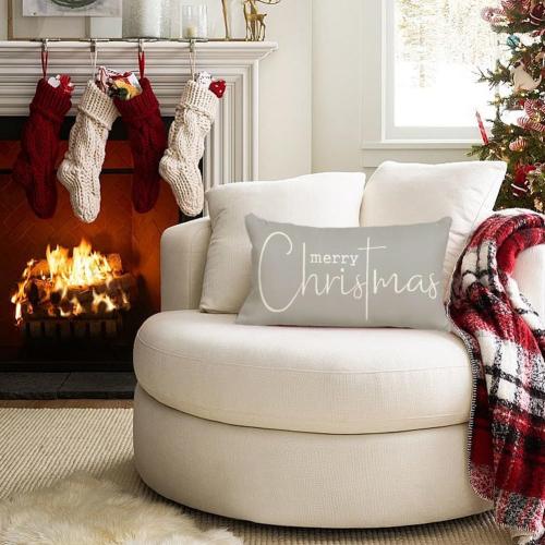 RABUSOFA Christmas Pillow Covers 12x20 Inch,Merry Christmas Quote Decorations Winter Decorative Throw Pillow Cases,Farmhouse Holiday Xmas Lumbar Cushion Covers for Home Couch Living Room Gray