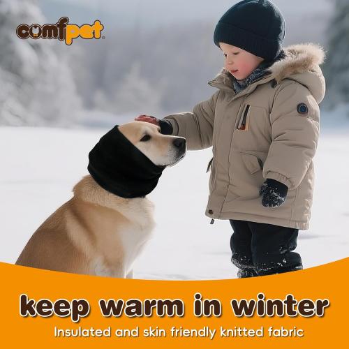 Ear Wraps for Dogs Cats, Dog Snood for Ear Hematoma, Pet Ear Muffs for Anxiety Relief Noise Canceling, Ear Cover The Grooming & Force Drying, Calming Dog Neck and Ear Warmer, Ear Care, Black L