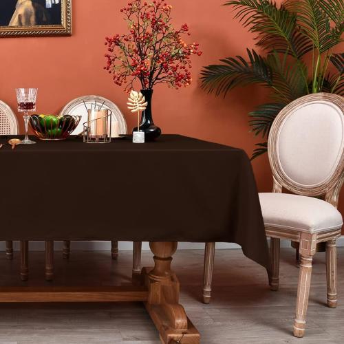 MEANMOY Brown 210 GSM Water & Stain Resistant Rectangle Tablecloth for 3 Foot Table - Solid 52 x 70 Inch Rectangular Table Cloth in Wrinkle Free Washable Polyester Fabric for Wedding, Party, Banquet