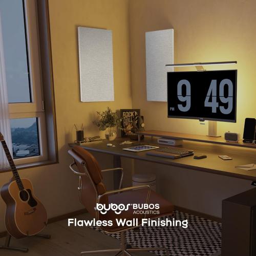 BUBOS 9 PCS Acoustic Panels,23.6''x11.8'' Fabric Soundproof Wall Panels,Self-adhesive Sound Absorbing Panels for Studios, Office, Home Theater,Fabric-Clad Grey