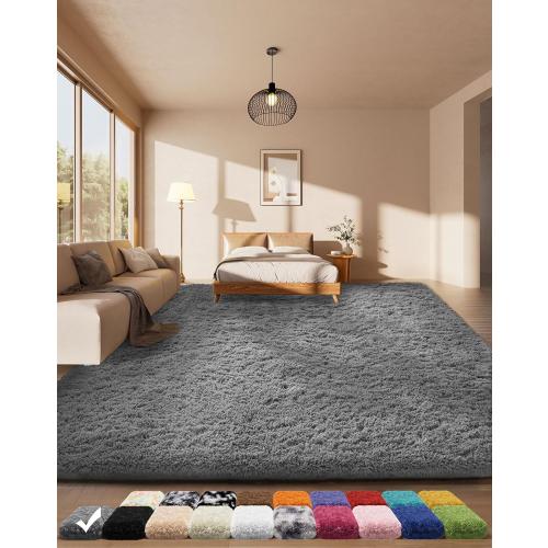 Ophanie Fluffy Area Rugs for Bedroom, Upgrade Non-Slip Grey Fluffy Soft Shag Carpet, Indoor Floor Gray 4x6 Fuzzy Shaggy Living Room Plush Rug for Kids Home Dorm Decor Aesthetic