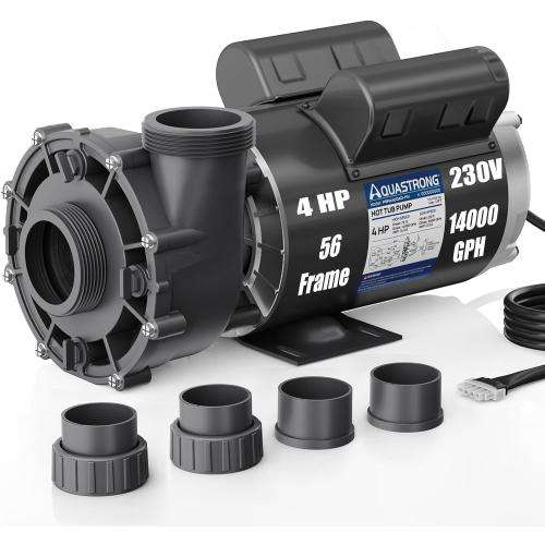Aquastrong Spa Pump, 4HP Dual Speed Hot Tub Pump, 56 Frame, Up to 14,000 GPH, 230V Durable Motor, Easy Installation, Compatible with Most Hot Tubs & Spa Systems