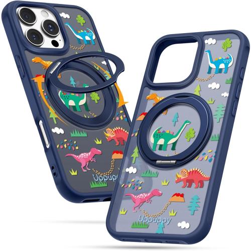 for iPhone 16pro Case - Compatible with MagSafe for Women Girls Bulit-in 360° Rotatable Magnetic Ring Holder Kickstand Cute Aesthetic Dinosaur Design for Apple 16pro