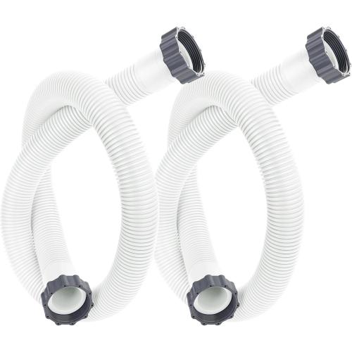2 Pack Pool Hoses for Above Ground Pools 1.5 x 59 Pool Pump Hose Filter Pumps Replacement Hose Accessories Fits for Intex Filters Pump Above Ground Pools Sand Filter, White